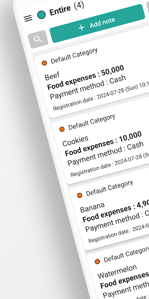 Food Expenses Notes Screenshot 0
