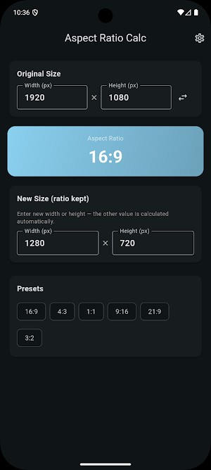 Aspect Ratio Calculator Screenshot 2