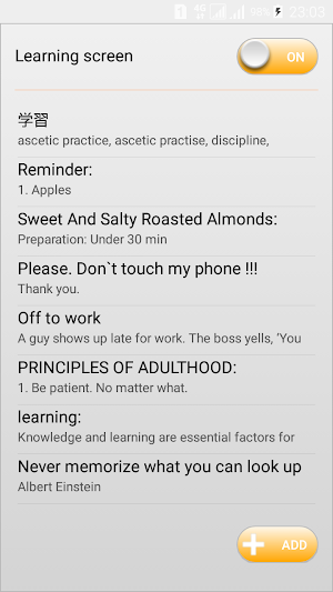 Learning screen Screenshot 0