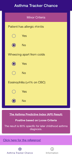Asthma Tracker Chance - Asthma Predictive Index Screenshot 1