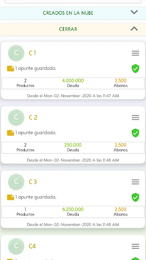 Control debtors - Client scheduling Screenshot 2