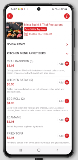 Ninja Sushi & Thai Restaurant Screenshot 2