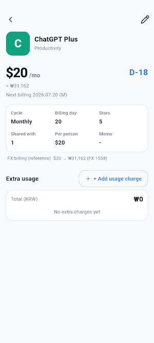 SubsCount: Subscriptions Screenshot 1