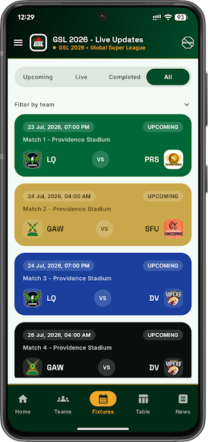 GSL 2026: Live Cricket Score Screenshot 1