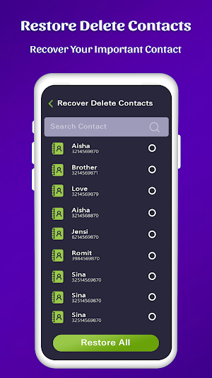 Restore deleted contacts Screenshot 0