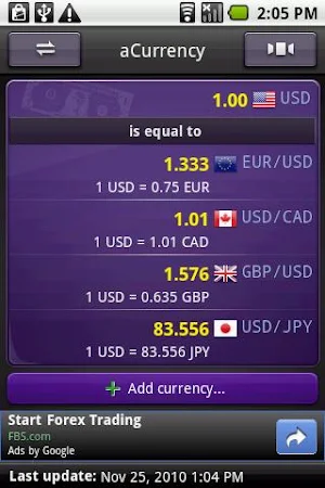 aCurrency (exchange rate) Screenshot 2