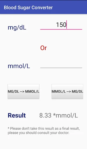 Blood Sugar Calc Screenshot 2