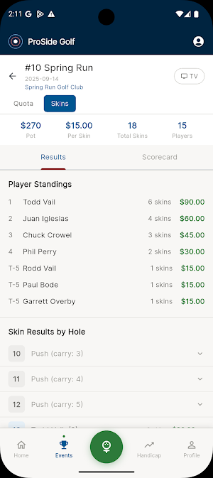 ProSide Golf App Screenshot 3