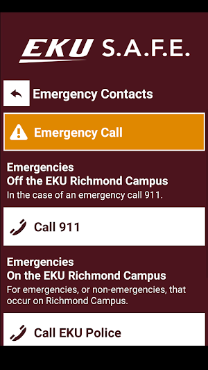 S.A.F.E. - Safety App for EKU Screenshot 1