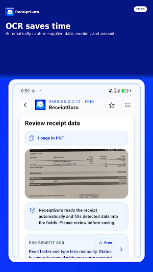 ReceiptGuru Invoice Scanner Screenshot 1