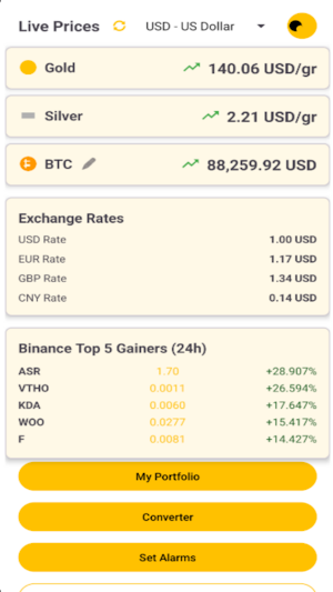 Crypto Coin Alarm Gold, Silver Screenshot 0