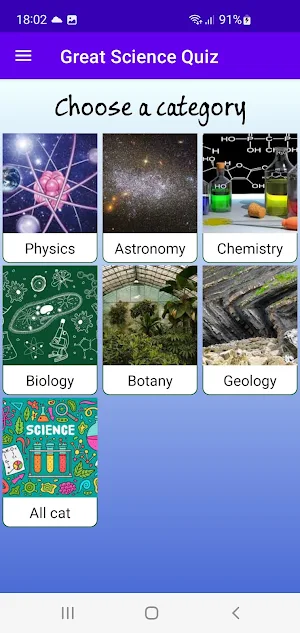Great Science Quiz Screenshot 1