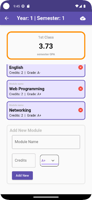 GPA Calculator - CloudLinked Screenshot 2