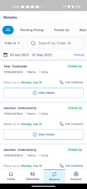 HB Delivery App Screenshot 2