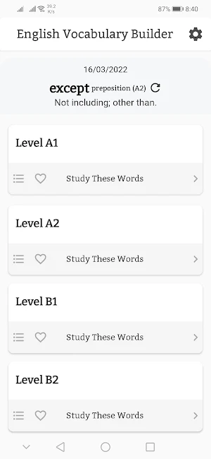 English Vocabulary Builder Screenshot 0