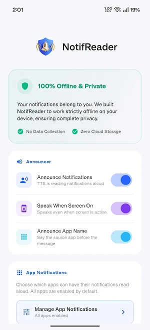 NotifReader: Voice Announcer Screenshot 0
