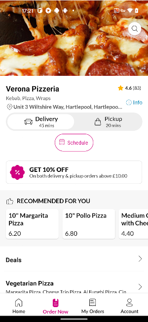 Verona Pizzeria Screenshot 2