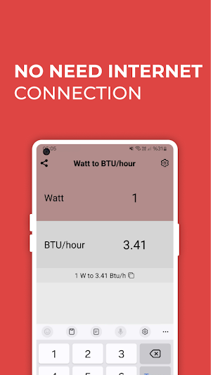 Watt to BTU-hour Converter Screenshot 1
