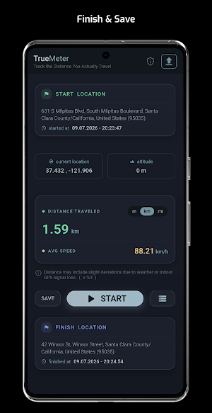 TrueMeter: Track GPS Distance Screenshot 2