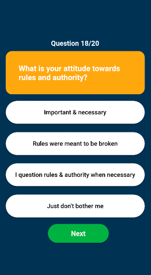 Personality Test Screenshot 1