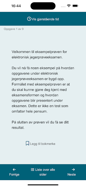 Jegerprøveeksamen Screenshot 1