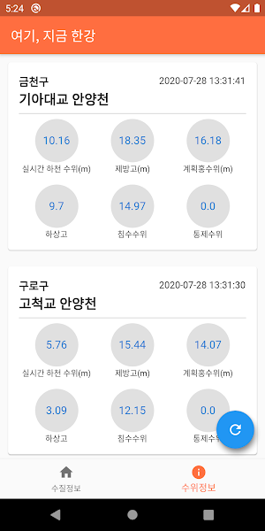 여기, 지금 한강 - 한강 수온(온도), 한강 수질,  Screenshot 2