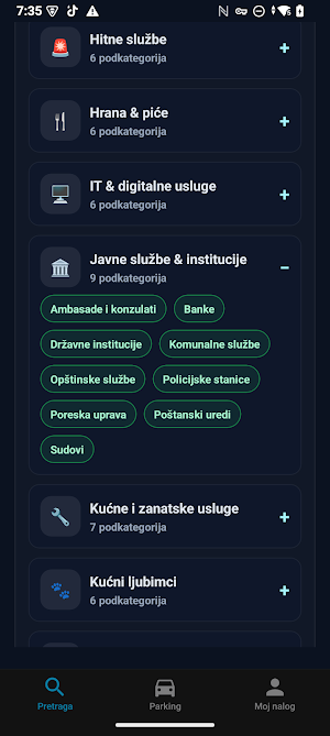 Kontakti + parking - Crna Gora Screenshot 1
