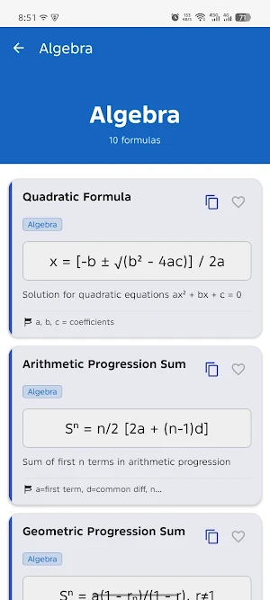 MathPulse: Quick Formulas Screenshot 1