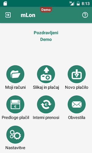 Mobilna banka mLON Screenshot 1