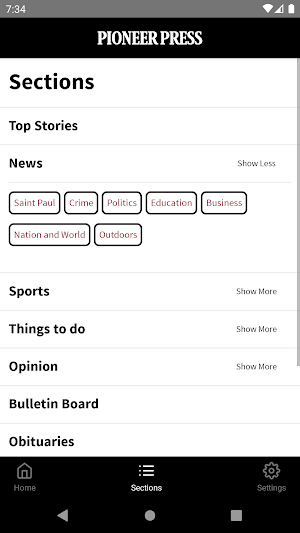 St. Paul Pioneer Press Screenshot 2