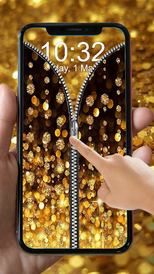 Gold Zipper Lock Screen Screenshot 0