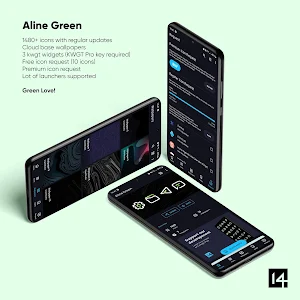 Aline Green Icon Pack - Linear White & Green Icons Screenshot 1