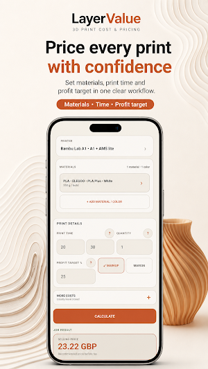 LayerValue: 3D Print Cost Screenshot 3