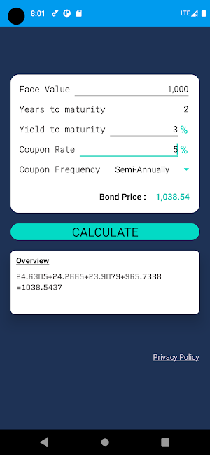 BondCalc-BondPrice Calculator Screenshot 1