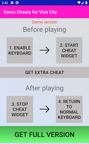 Cheats Keyboard Demo for Vice City Screenshot 3