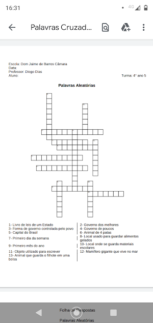 Criar Cruzadinha Escolar screenshot 1