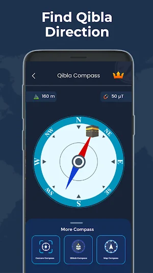 Qibla Compass Map: GPS Compass Screenshot 2