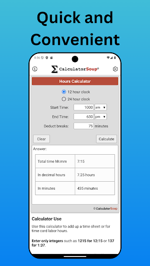 Hours Calculator: Time Tracker Screenshot 0