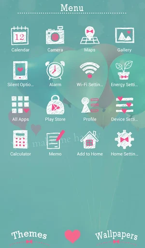Heart Balloons +HOME Theme Screenshot 1