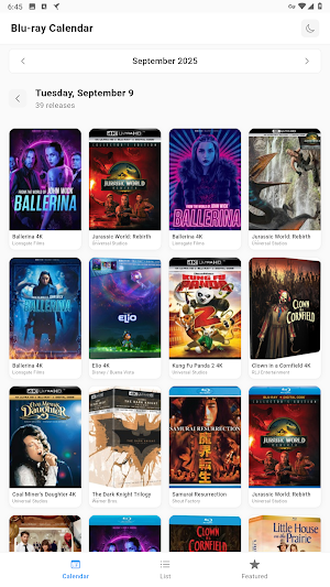 Bluray Movies Release Calendar Screenshot 0