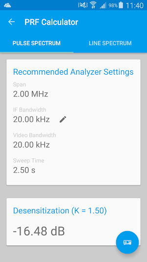 Pulsed RF Calculator Screenshot 1
