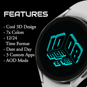 Cool 3D Time: Watch Face Screenshot 1