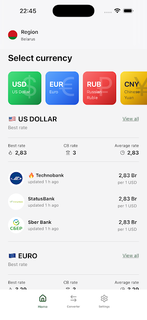 Exchange Rates Belarus Screenshot 1