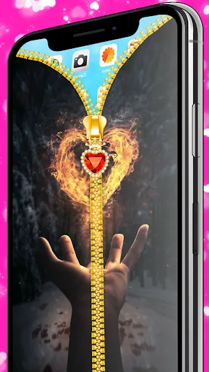 Heart zipper screen lock Screenshot 2