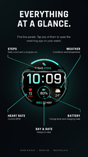 Neon Shield Watch Face Screenshot 2