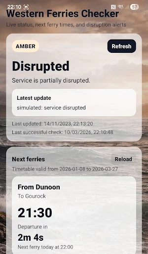 Western Ferries Checker Screenshot 1