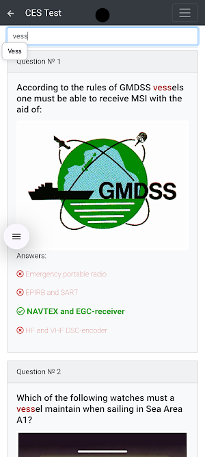 GMDSS Detailed CES Test Screenshot 2