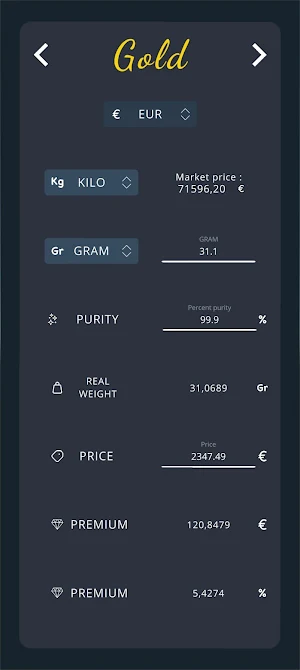 Gold Silver Premium Calculator Screenshot 1