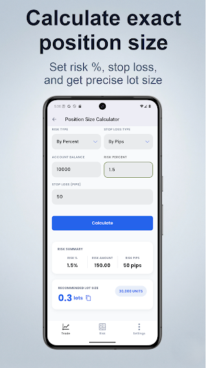 Forex Lot Size Calculator Screenshot 1