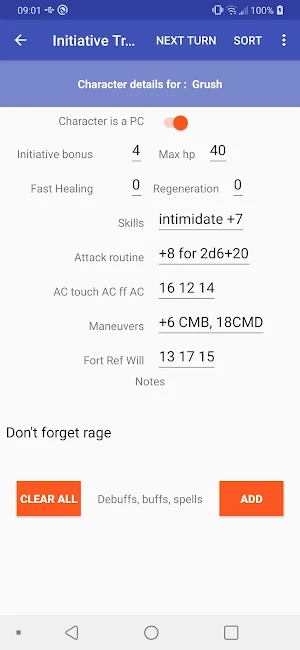 Rekijan's Initiative Tracker Screenshot 1